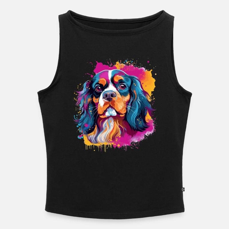 Cavalier King Charles Spaniel Dog - Women’s Organic Boat Neck Tank Top - black