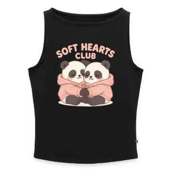 Süße Pandas im Hoodie – Soft Hearts Club Art - Frauen Organic Tank Top mit U-Boot-Ausschnitt - Schwarz - Vorne - Selfina (174cm)