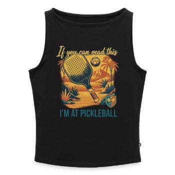 Pickleball If You Can Read This Im At Funny Player - Women’s Organic Boat Neck Tank Top - black - Front - Selfina (174cm)