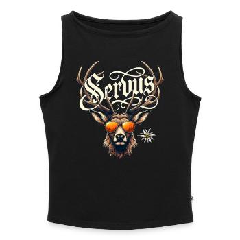 Trachtenshirt Herren Trachten T-Shirt Servus - Women’s Organic Boat Neck Tank Top - heather grey - Front - Selfina (174cm)