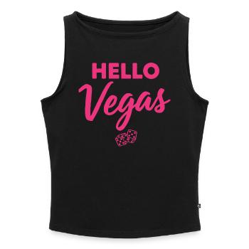 Bonjour Vegas Dice Pink - Débardeur femme à encolure bateau bio - noir - Devant - Selfina (174cm)
