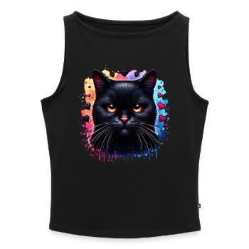 Schwarze Katze - Frauen Organic Tank Top mit U-Boot-Ausschnitt - Schwarz - Vorne - Selfina (174cm)