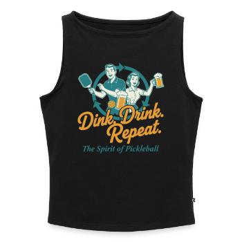 Pickleball Dink Drink Repeat Funny Player - Women’s Organic Boat Neck Tank Top - black - Front - Selfina (174cm)