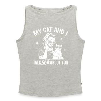 Katze, Stil und frecher Spruch Talking shit Katzen - Frauen Organic Tank Top mit U-Boot-Ausschnitt - Grau meliert - Vorne - Selfina (174cm)