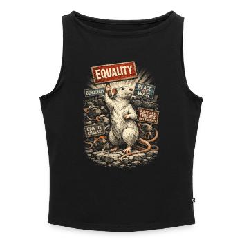 Rat de couleur Rat fantaisie Rat de la grande souris Rat domestique - Débardeur femme à encolure bateau bio - noir - Devant - Selfina (174cm)