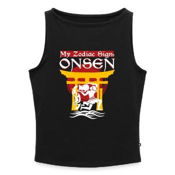 Onsen Hot Spring Bath - Women’s Organic Boat Neck Tank Top - heather grey - Front - Selfina (174cm)
