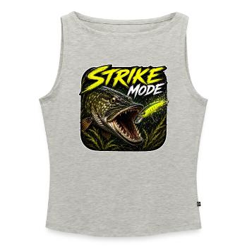 Strike-Mode Hechtfischerei-Design - Frauen Organic Tank Top mit U-Boot-Ausschnitt - Grau meliert - Vorne - Selfina (174cm)