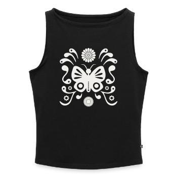 Boho Butterfly L White Cloud Dancer - Frauen Organic Tank Top mit U-Boot-Ausschnitt - Grau meliert - Vorne - Selfina (174cm)