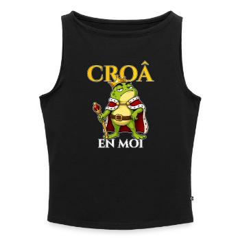 Croâ En Moi Roi Grenouille King Croak - Débardeur femme à encolure bateau bio - noir - Devant - Selfina (174cm)