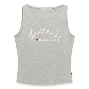 Cambodia Skyline Heartbeat Siem Raep Angkor Wat - Women’s Organic Boat Neck Tank Top - heather grey - Front - Selfina (174cm)