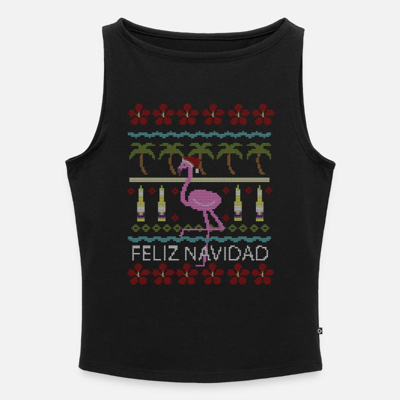 Flamingo - Women’s Organic Boat Neck Tank Top - black