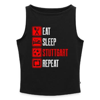 Repeat Stuttgart - Women’s Organic Boat Neck Tank Top - black - Front - Selfina (174cm)