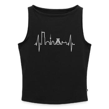 Essen Skyline Herzschlag Ruhrpott Fan Herz Essener - Frauen Organic Tank Top mit U-Boot-Ausschnitt - Schwarz - Vorne - Selfina (174cm)