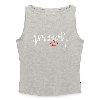 Prag Skyline Herzschlag Tschechien Herz Love Praha - Frauen Organic Tank Top mit U-Boot-Ausschnitt - Grau meliert - Vorne - Selfina (174cm)