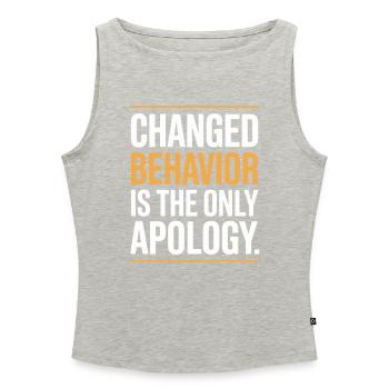 Changed Behavior Is The Only Apology Achtsamkeit - Frauen Organic Tank Top mit U-Boot-Ausschnitt - Grau meliert - Vorne - Selfina (174cm)