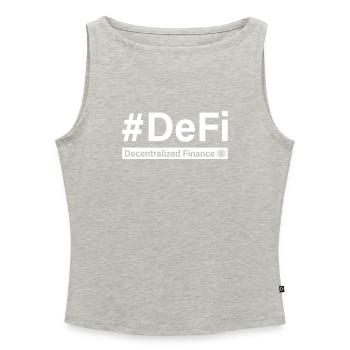 DeFi Finance Décentralisée Blockchain BTC Crypto - Débardeur femme à encolure bateau bio - gris chiné - Devant - Selfina (174cm)