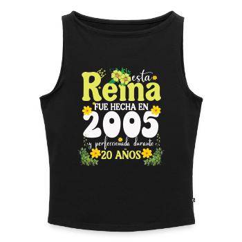 20 Année 2005 Vintage Rétro Cadeau d’anniversaire - Débardeur femme à encolure bateau bio - gris chiné - Devant - Selfina (174cm)