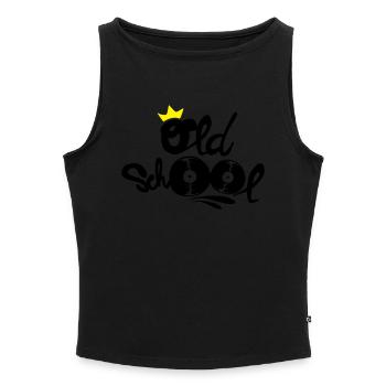 Old school - Frauen Organic Tank Top mit U-Boot-Ausschnitt - Schwarz - Vorne - Selfina (174cm)