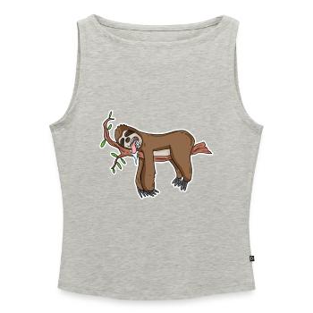 Faultier lustig - Frauen Organic Tank Top mit U-Boot-Ausschnitt - Grau meliert - Vorne - Selfina (174cm)