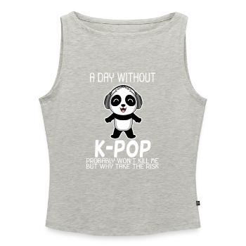 K-Pop Panda - Frauen Organic Tank Top mit U-Boot-Ausschnitt - Grau meliert - Vorne - Selfina (174cm)