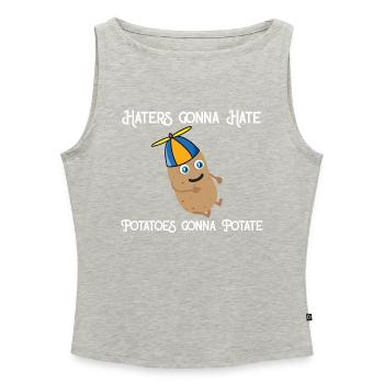 Haters gonna Hate Potatoes gonna potate - Frauen Organic Tank Top mit U-Boot-Ausschnitt - Grau meliert - Vorne - Selfina (174cm)