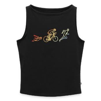 Triathlète Style Vintage - Débardeur femme à encolure bateau bio - noir - Devant - Selfina (174cm)