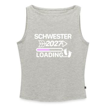 I will be a sister in 2027 - Women’s Organic Boat Neck Tank Top - heather grey - Front - Selfina (174cm)