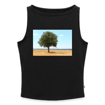 Arbre, Environnement, Nature - Débardeur femme à encolure bateau bio - gris chiné - Devant - Selfina (174cm)