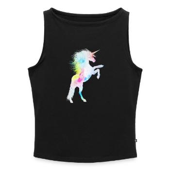éclat pailleté née licorne princesse reines - Débardeur femme à encolure bateau bio - gris chiné - Devant - Selfina (174cm)