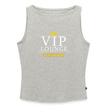 VIP Lounge Design Geschenk - Frauen Organic Tank Top mit U-Boot-Ausschnitt - Grau meliert - Vorne - Selfina (174cm)