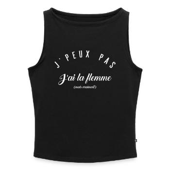 J'peux pas j'ai la flemme - Débardeur femme à encolure bateau bio - gris chiné - Devant - Selfina (174cm)