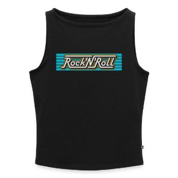 Rock 'N' Roll Retro Typography Logo - Women’s Organic Boat Neck Tank Top - black - Front - Selfina (174cm)