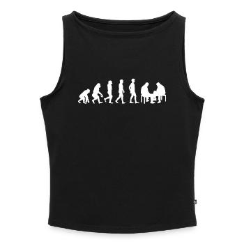 Geschenk Schachfiguren shirt Schach Evolution - Frauen Organic Tank Top mit U-Boot-Ausschnitt - Grau meliert - Vorne - Selfina (174cm)