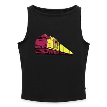 Ferroviaire fret locomotive - Débardeur femme à encolure bateau bio - noir - Devant - Selfina (174cm)