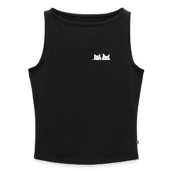 Zwei guckende Katzen - Frauen Organic Tank Top mit U-Boot-Ausschnitt - Schwarz - Vorne - Selfina (174cm)