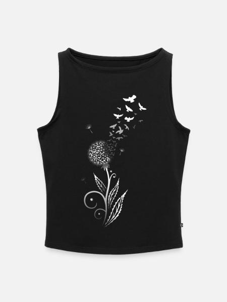 Löwenzahn. Pusteblume mit Vogelschwarm. - Frauen Organic Tank Top mit U-Boot-Ausschnitt - Schwarz