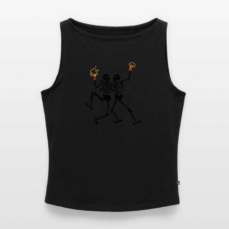 Skeletons doing java Women’s Organic Boat Neck Tank Top