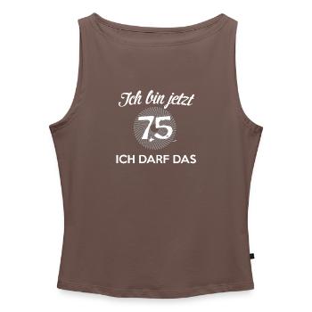75. Geburtstag - Frauen Organic Tank Top mit U-Boot-Ausschnitt - Grau meliert - Vorne - Selfina (174cm)