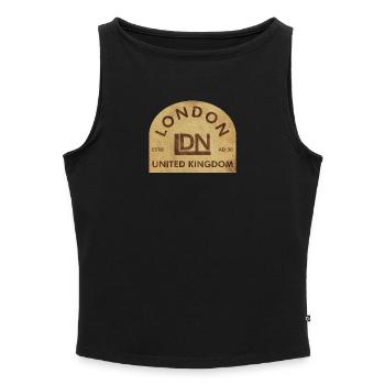 Vintage London Emblem - Frauen Organic Tank Top mit U-Boot-Ausschnitt - Schwarz - Vorne - Selfina (174cm)