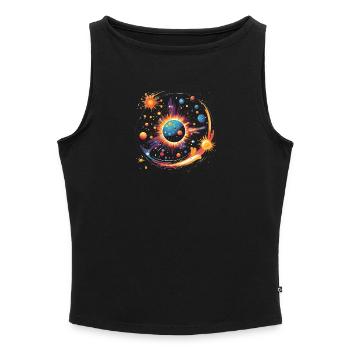 Big Bang - Débardeur femme à encolure bateau bio - noir - Devant - Selfina (174cm)