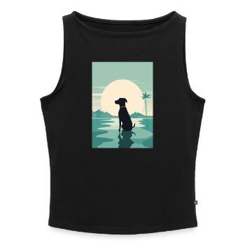 dog by the water - Women’s Organic Boat Neck Tank Top - black - Front - Selfina (174cm)