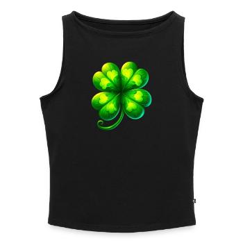 Four-leaf clover - Women’s Organic Boat Neck Tank Top - black - Front - Selfina (174cm)