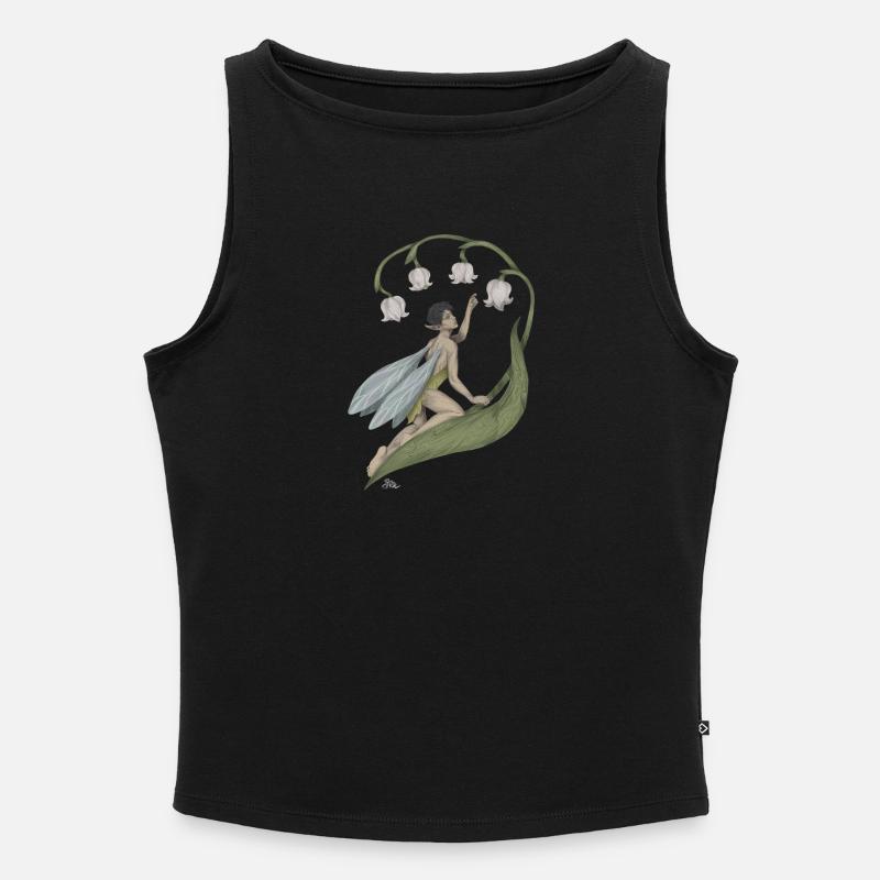 Pixie mit Maiglöckchen - Frauen Organic Tank Top mit U-Boot-Ausschnitt - Schwarz