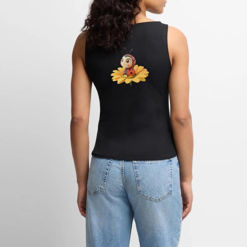Süßer Marienkäfer auf einer Blume Frauen Organic Tank Top mit U-Boot-Ausschnitt
