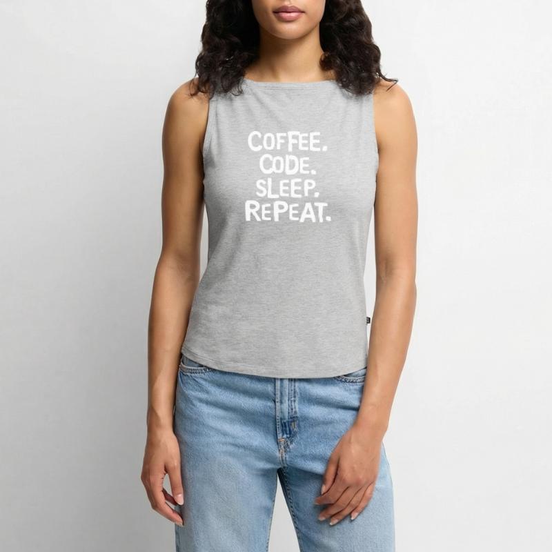 coffee code sleep - repeat programmer work Women’s Organic Boat Neck Tank Top