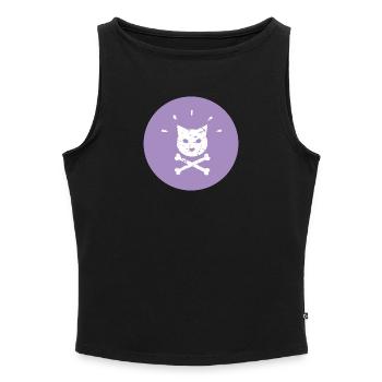 Jolly Roger Punk Katze in  Lila Kreis - Frauen Organic Tank Top mit U-Boot-Ausschnitt - Schwarz - Vorne - Selfina (174cm)