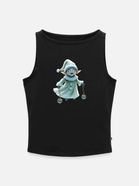 Winterzwerg mit Jingle Bells - Frauen Organic Tank Top mit U-Boot-Ausschnitt - Schwarz