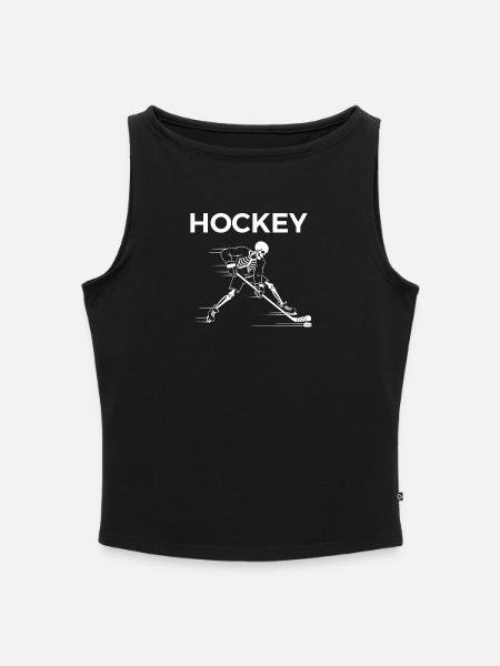 Skeleton spielt Hockey - Frauen Organic Tank Top mit U-Boot-Ausschnitt - Schwarz