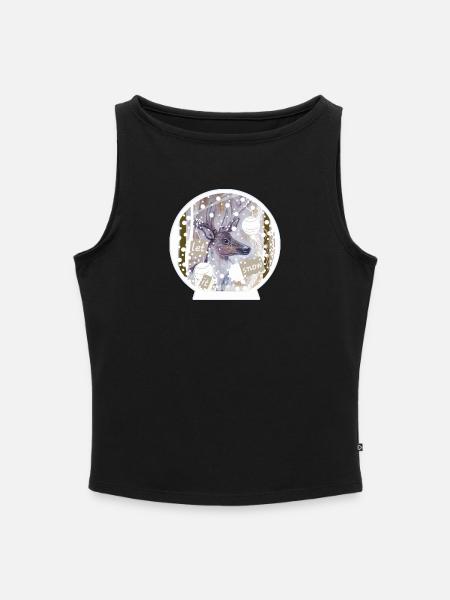 Schneekugel Hirsch - Frauen Organic Tank Top mit U-Boot-Ausschnitt - Schwarz