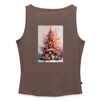 Pastellfarbener Aquarell-Weihnachtsbaum - Frauen Organic Tank Top mit U-Boot-Ausschnitt - Grau meliert - Vorne - Selfina (174cm)